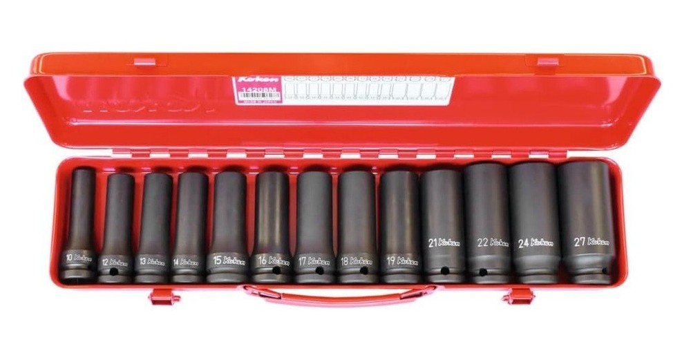 KOKEN 1/2" IMPACT DEEP SOCKET SET 13 PCS (6PT) 14208M