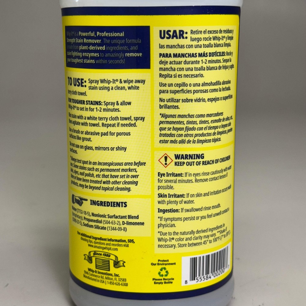 WHIP-IT (2 PACK) Stain Remover & Cleaner 32 fl oz