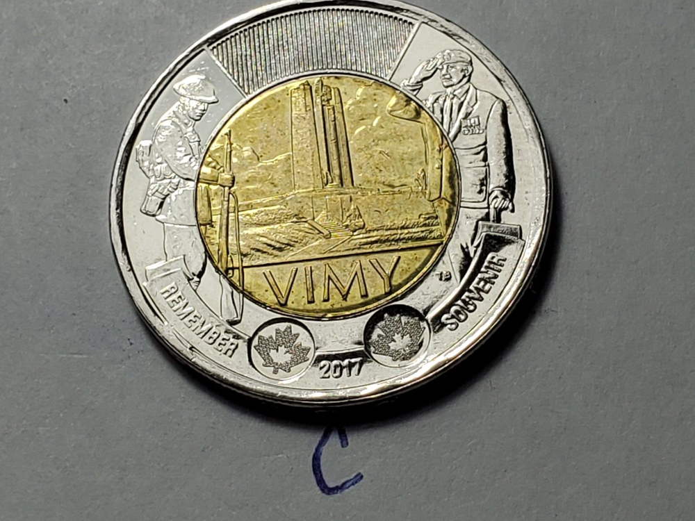 2017 CANADA Remember VIMY 2 Dollar Toonie Coin c