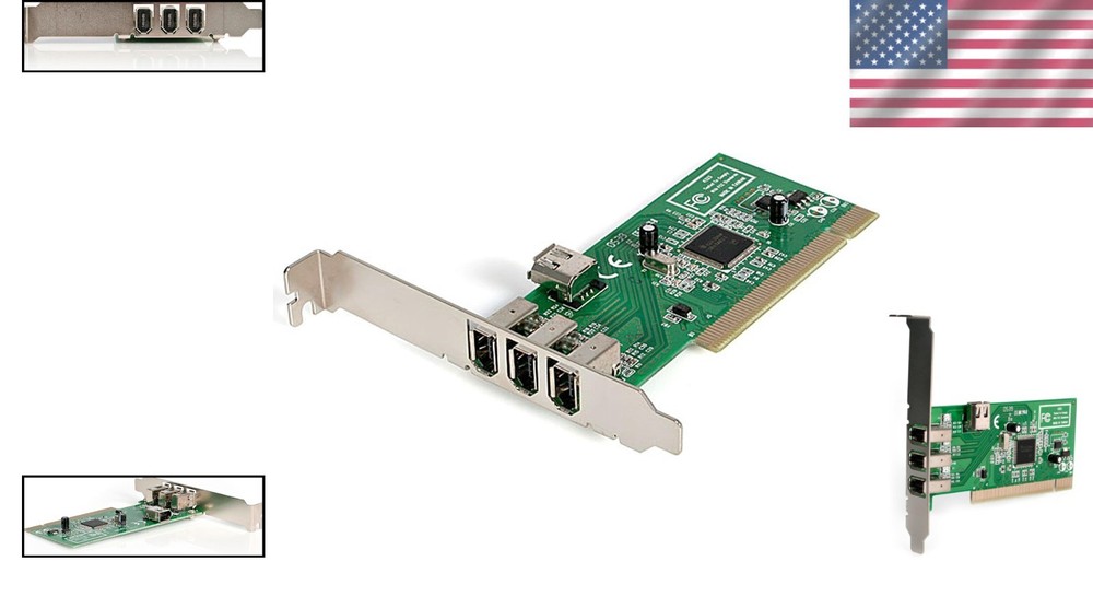 Versatile PCI FireWire Adapter Card - 3 External + 1 Internal, TAA Compliant