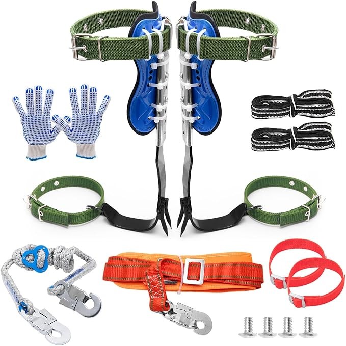 Tree Climbing Spikes, Tree Climbing Gear with Adjustable Climbing Belt- Tree Cli