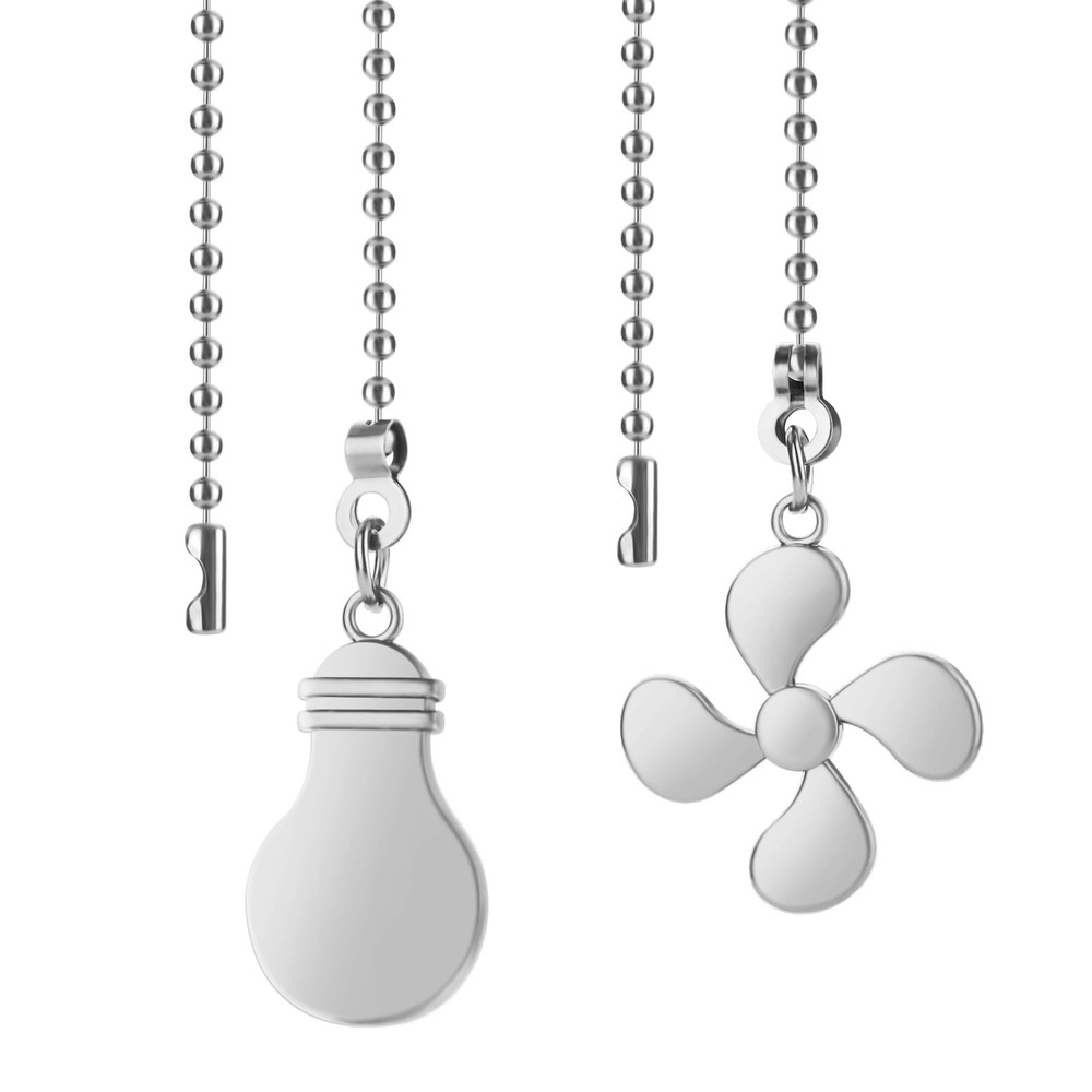 2 PCS Ceiling Fan Pull Chain Extension, Silver 12 Inches Pull Chains, Decorat...