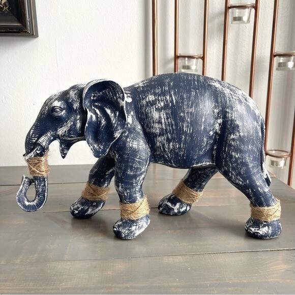 Eclectic Revival Upcycled Hand Painted Ceramic Elephant Home Decor