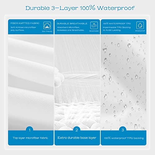 Mattress Protector Waterproof, Breathable & Noiseless Waterproof Twin 2 Pack