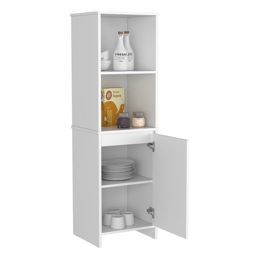 Eiffel Kitchen Pantry, Two External Shelves, Single Door Cabinet, Two Interior