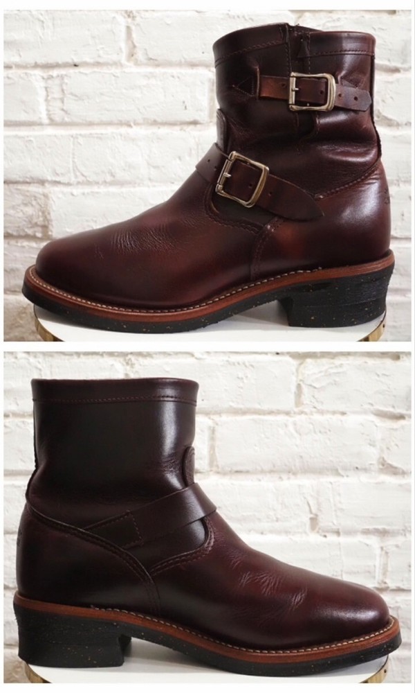 Chippewa Boots Leather Burgundy Short Engineer Boots Size 9E