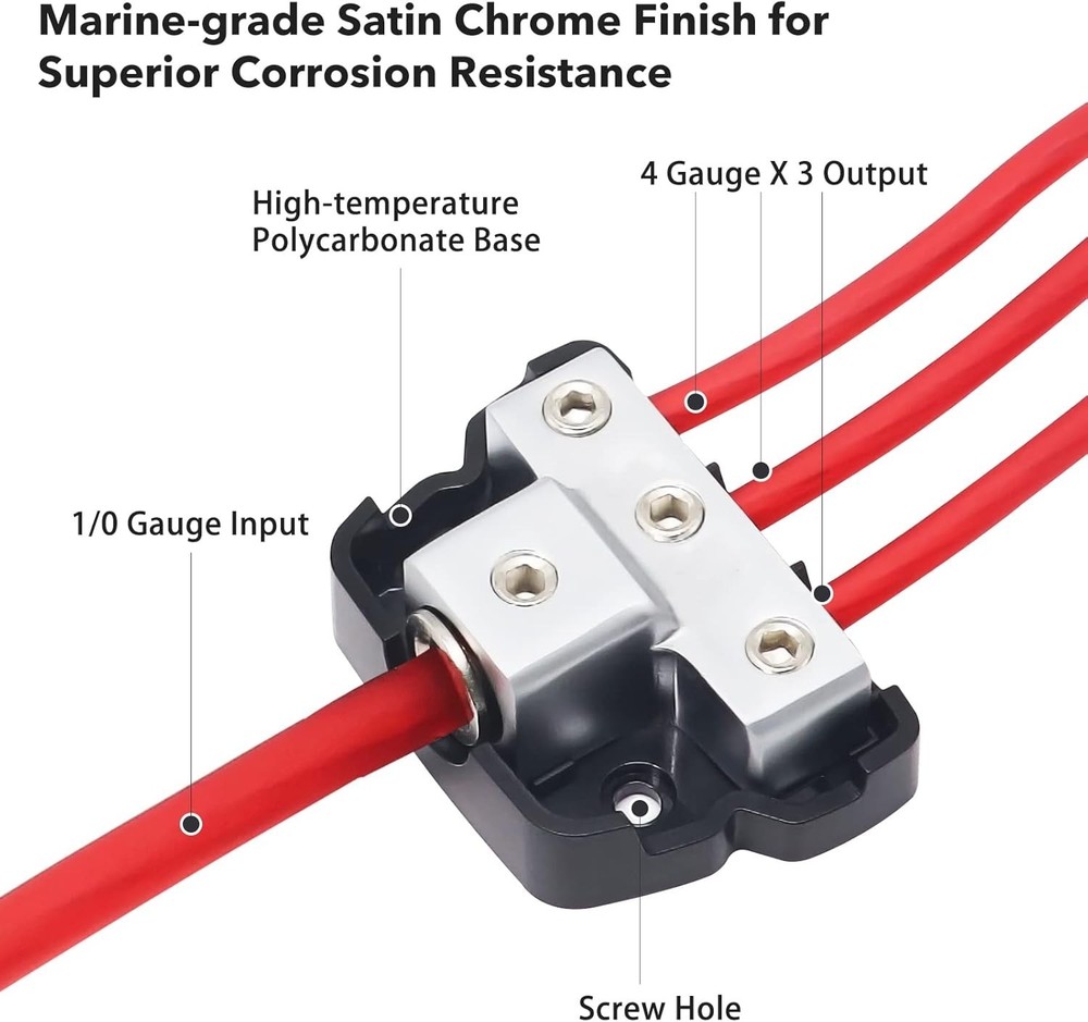 Professional Grade Power Distribution Block for Multiple Amplifier Connections