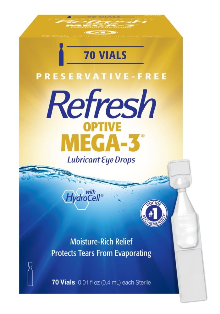 Refresh Optive Mega-3 Lubricant Eye Drops 70 Single Use Vials