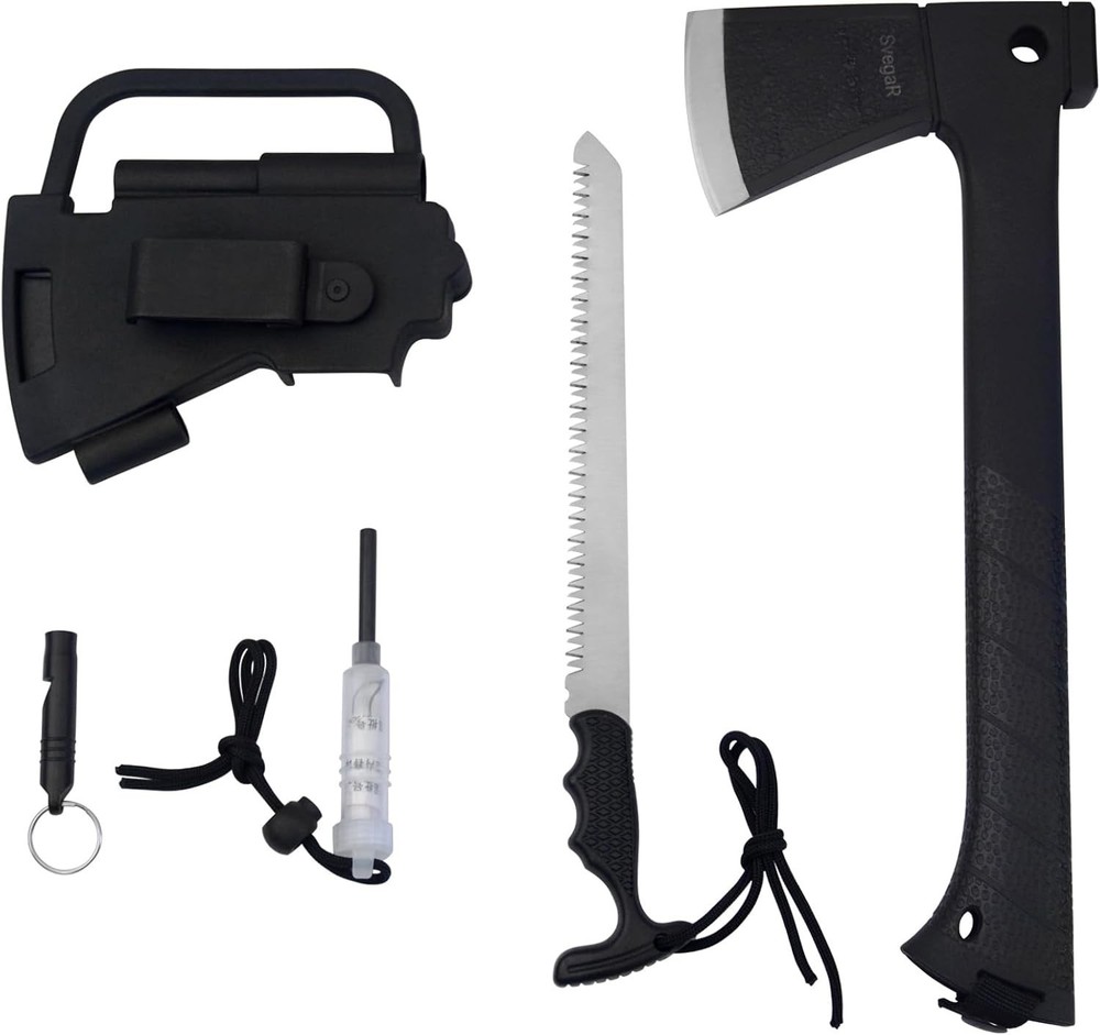 Camping Axe & Hatchet Multi-Tool – 14" Survival Outdoor Axe Includes Handsaw