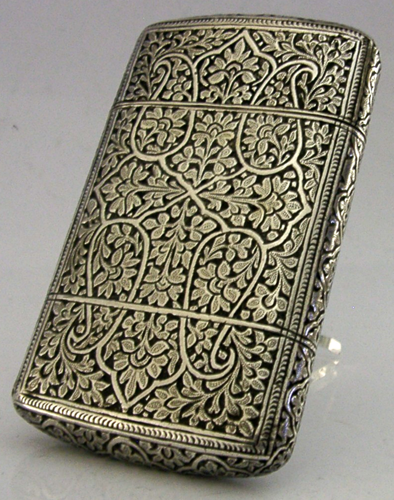 TOP QUALITY INDIAN 115g SOLID SILVER CIGAR CASE BOX c1890 ANTIQUE