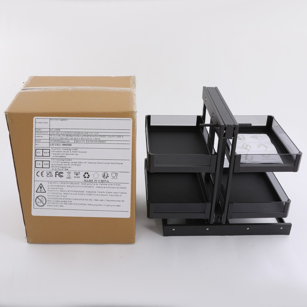 2 Tiers Kitchen Black Corner Pull Out Organizer Blind Corner Pullout Organizer