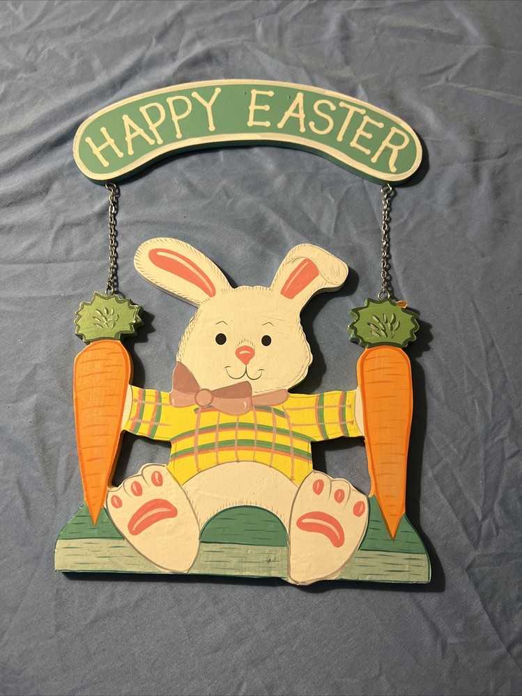happy easter and spring hanging wall signs 2pk