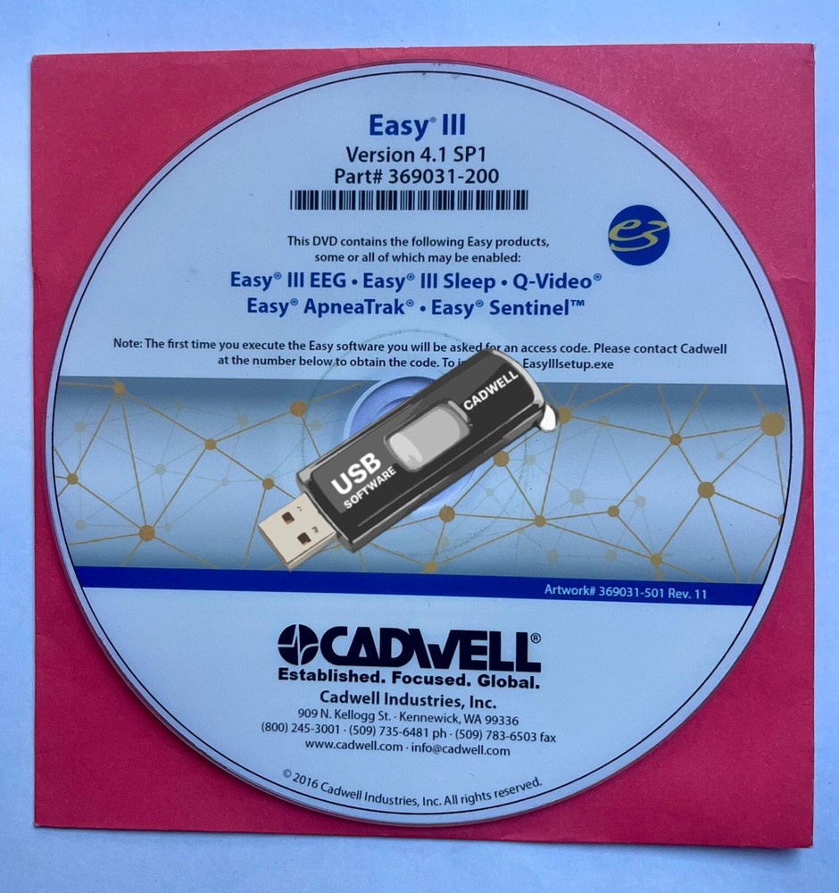 Cadwell Easy III Software version 4.1. SP1 (Software + Installation)