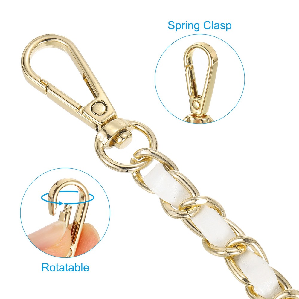 24" Purse Chain Strap, DIY Bag Chain Strap Replacement Adjustable, White&Gold