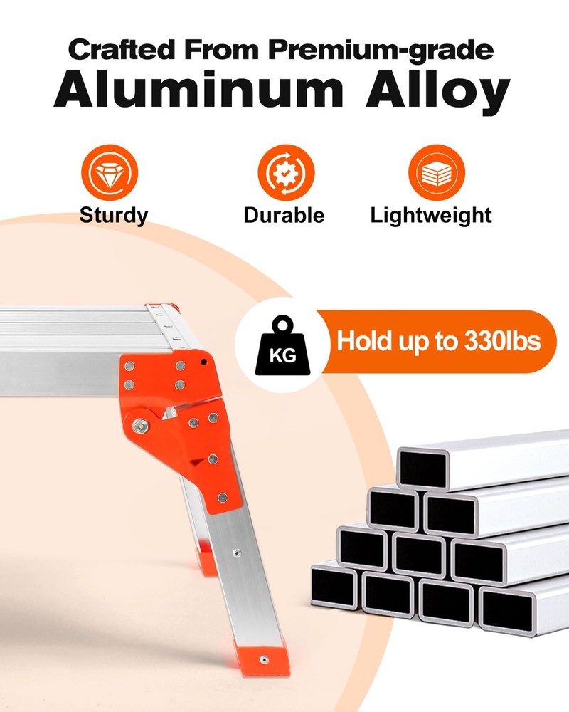 Foldable RV Step Stool with Rubber Feet Heavy Duty Aluminum Work Platform for...