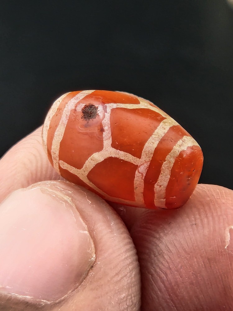 Ancient Etched Carnelian Longevity Bead over 2000 Year Old In great Condition