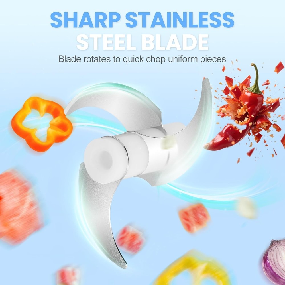 Compact 250ml Electric Veggie Chopper - Effortless One-Touch Operation