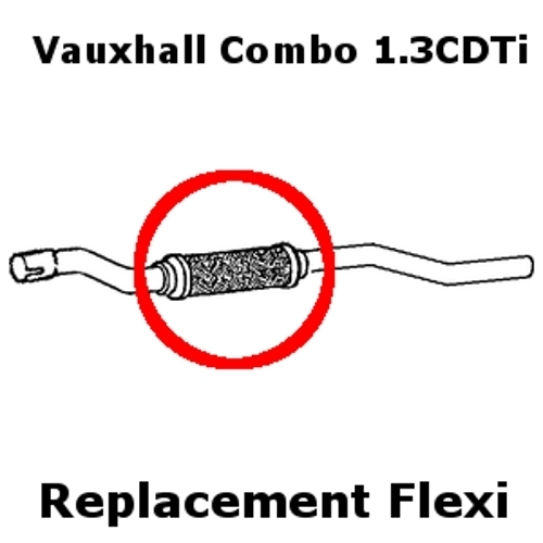 Vauxhall Combo 1.3CDTi 2004 Onward Replacement Exhaust Flex Flexi Middle Pipe