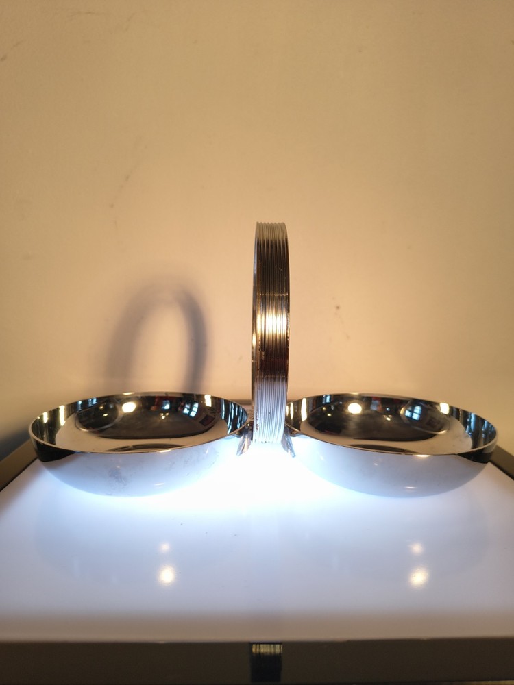 Art Deco Chrome Gerth &. Gerth For Chase Twin Nut Dish C1930's, Excellent Con.