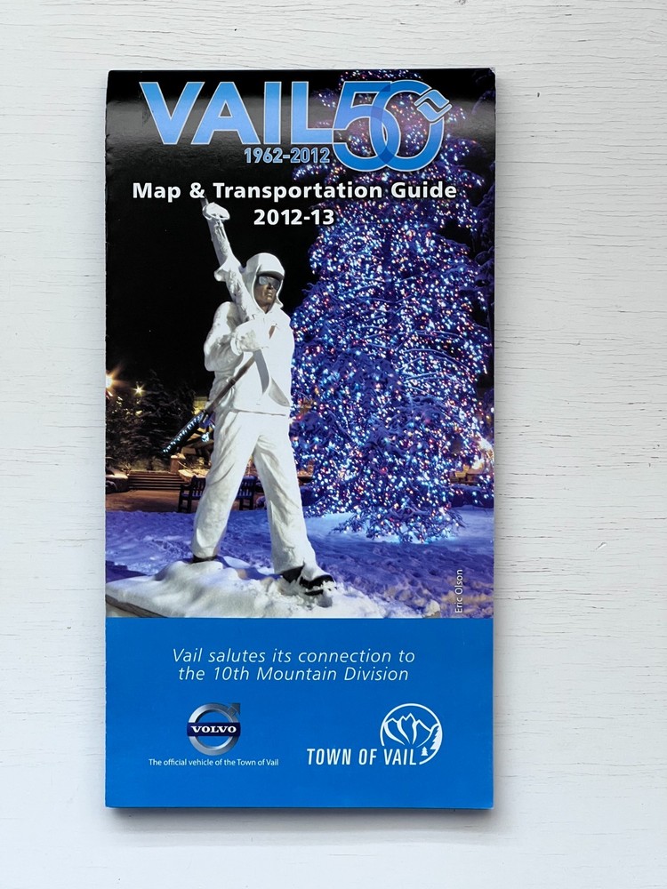 2012-2013 Vail Map & Transportation Guide 50th Anniversary Excellent