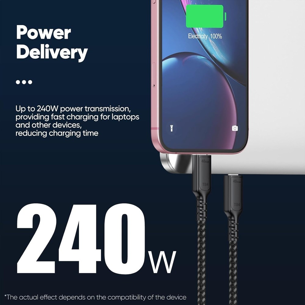 Thunderbolt 4 Cable 1Ft Short, USB 4 40Gbps High Speed Data Transfer USB C USB4
