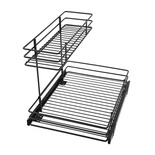 2-Tier Pull-out Cabinet Storage Rack, Sliding Out Storage Rack Under Sink, Black