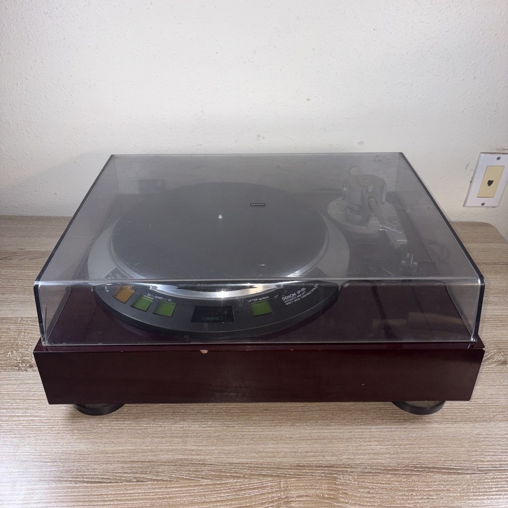 DENON DP-57L Automatic Direct Drive DD Record Player Brown Missing 1 Foot Read