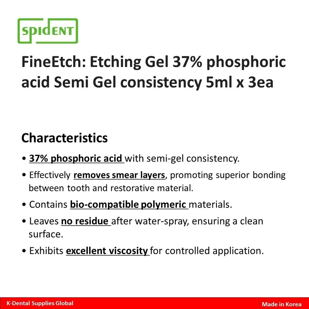 Spident FineEtch(37% Etching Gel) 5ml x 3ea
