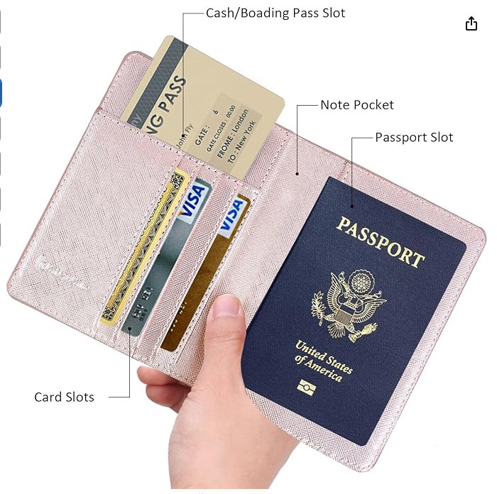 Passport holder pink metallic with RFID blocking