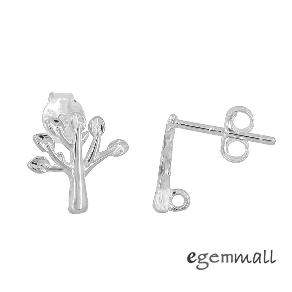 Sterling Silver Tree Stud Post Push Back Earrings Connector #99533