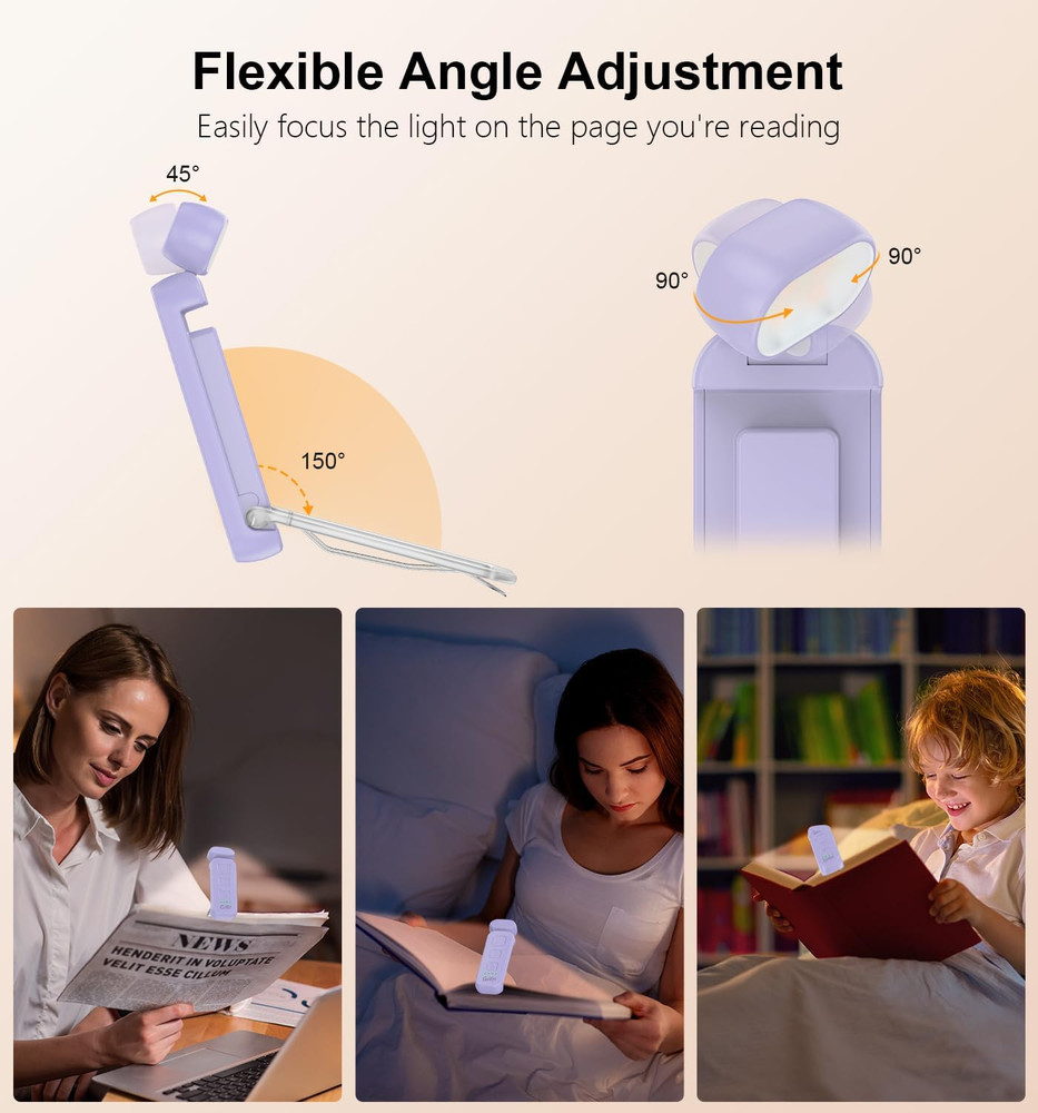Gritin Reading Light, Rechargeable Book Light for Reading in Bed - Eye Caring 3