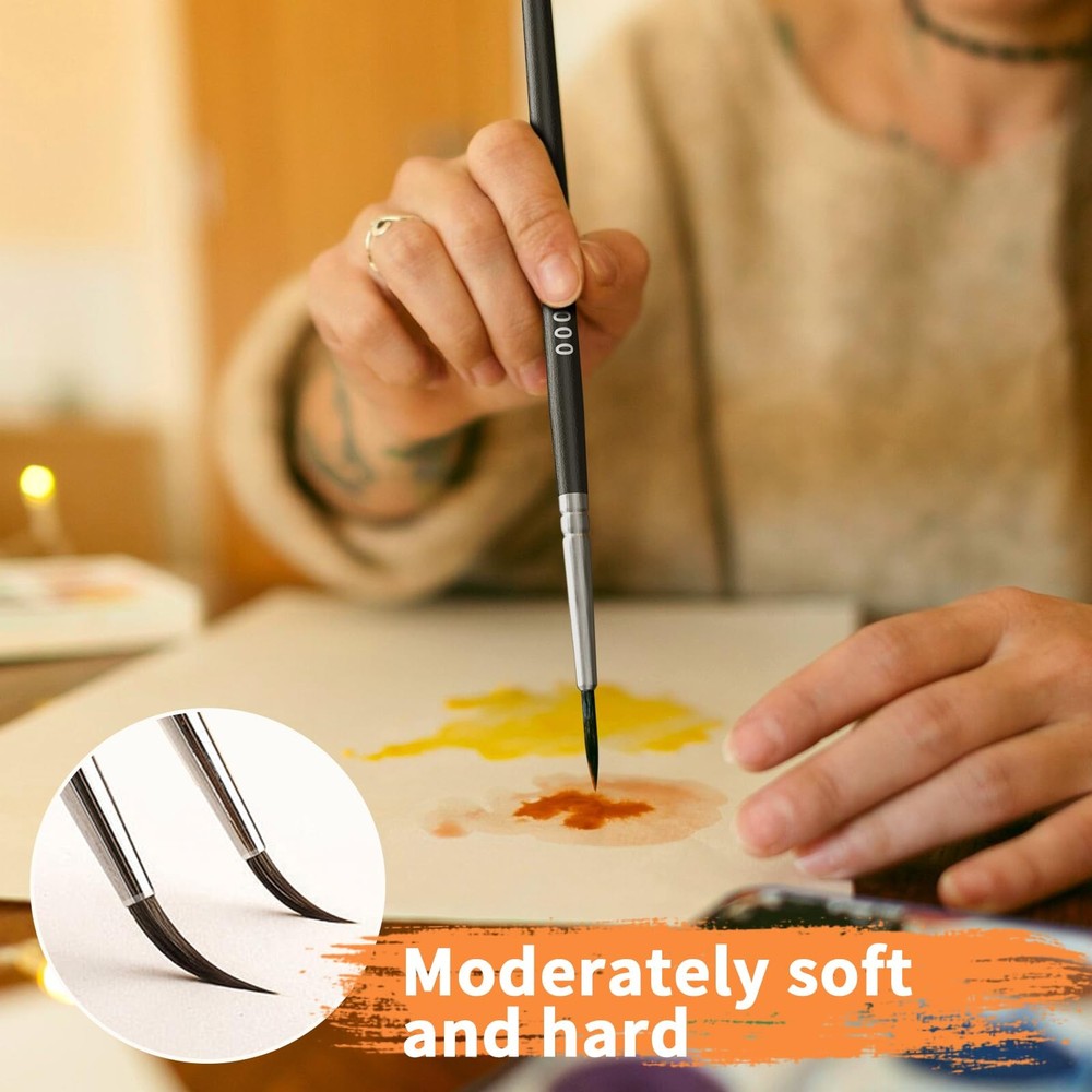 Tiny Detail Paint Brushes 60 Pcs Fine Set with 3 Small, Black