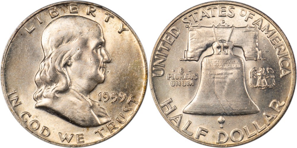 1959-D Franklin Half Dollar - Toned - AU!