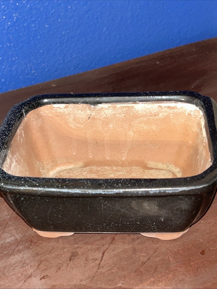 Vintage Black Ceramic Bonsai Pot