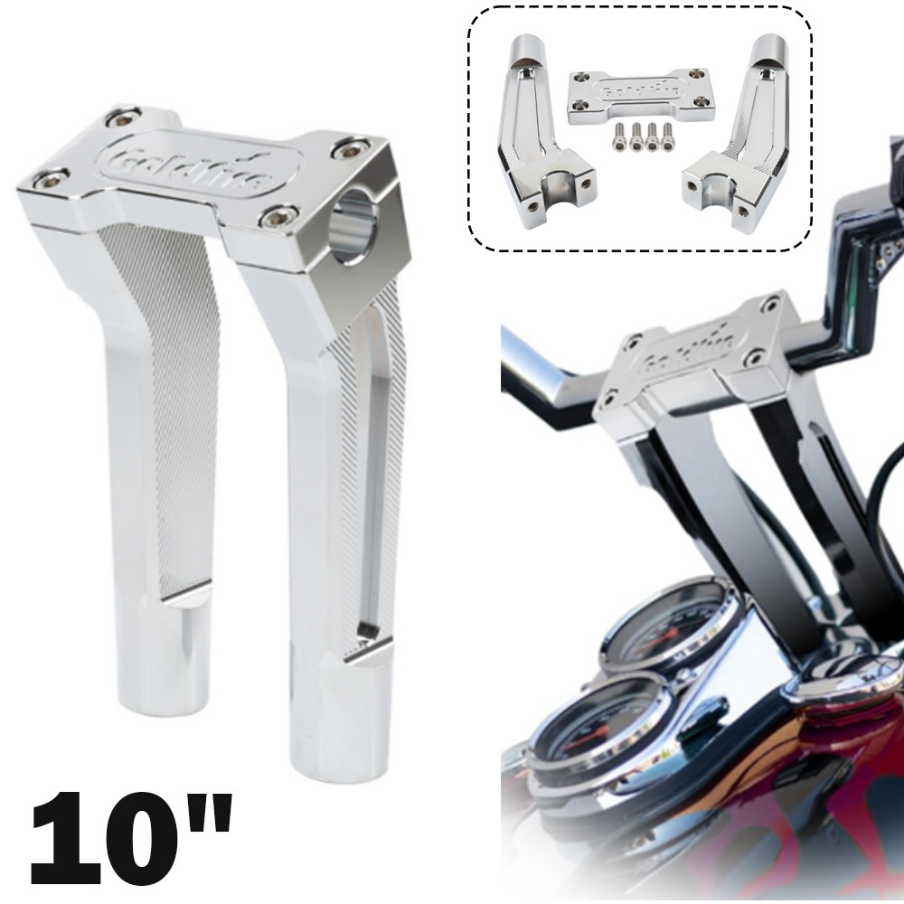 Pullback 10" Handebar Riser Clamp for Harley 1'' Handle Bar Touring Chrome
