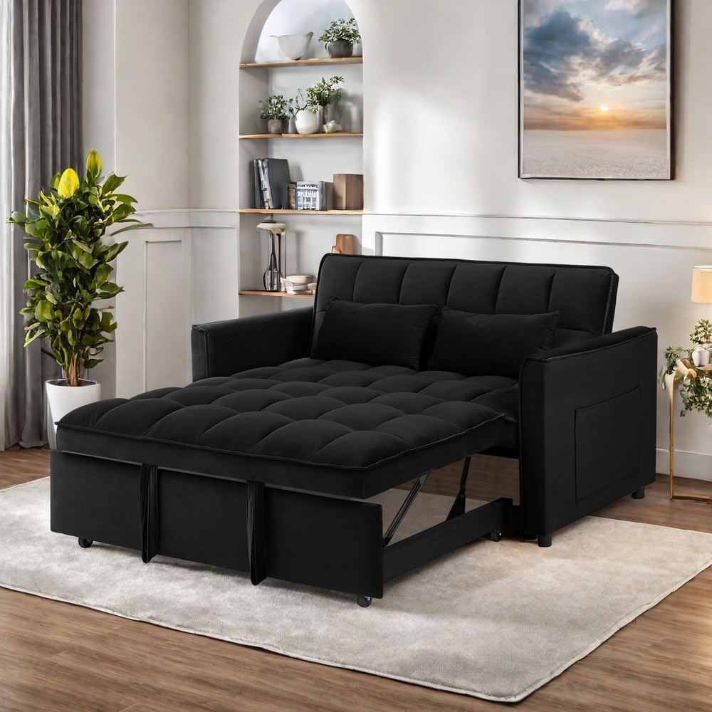 3 in 1 Sofa Bed Convertible Sleeper Sofa with Pull Out Bed Loveseat Couch
