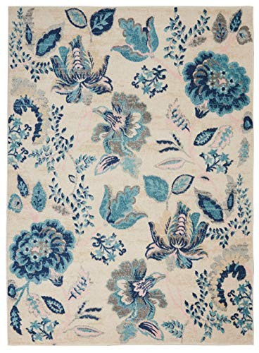 Home Tranquil TRA02, 4' x 6', Ivory/Light Blue
