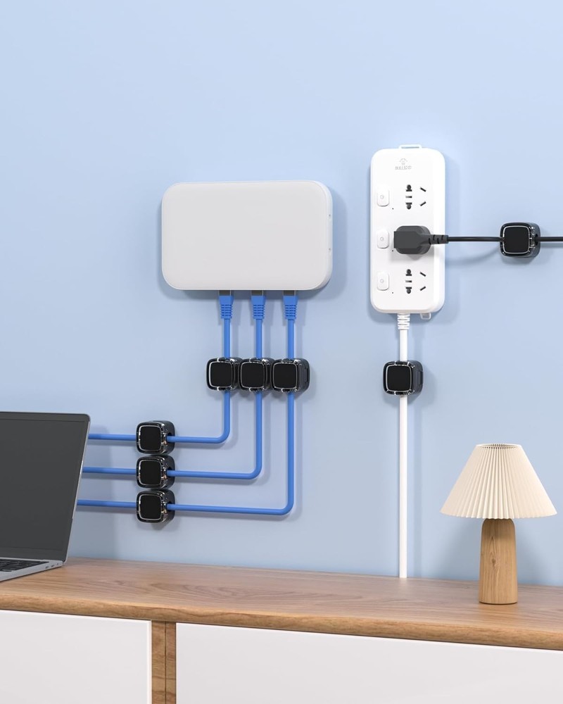 Versatile 6 Pack Self-Adhesive Cable Clips - Minimalist Desk Organizer Solution