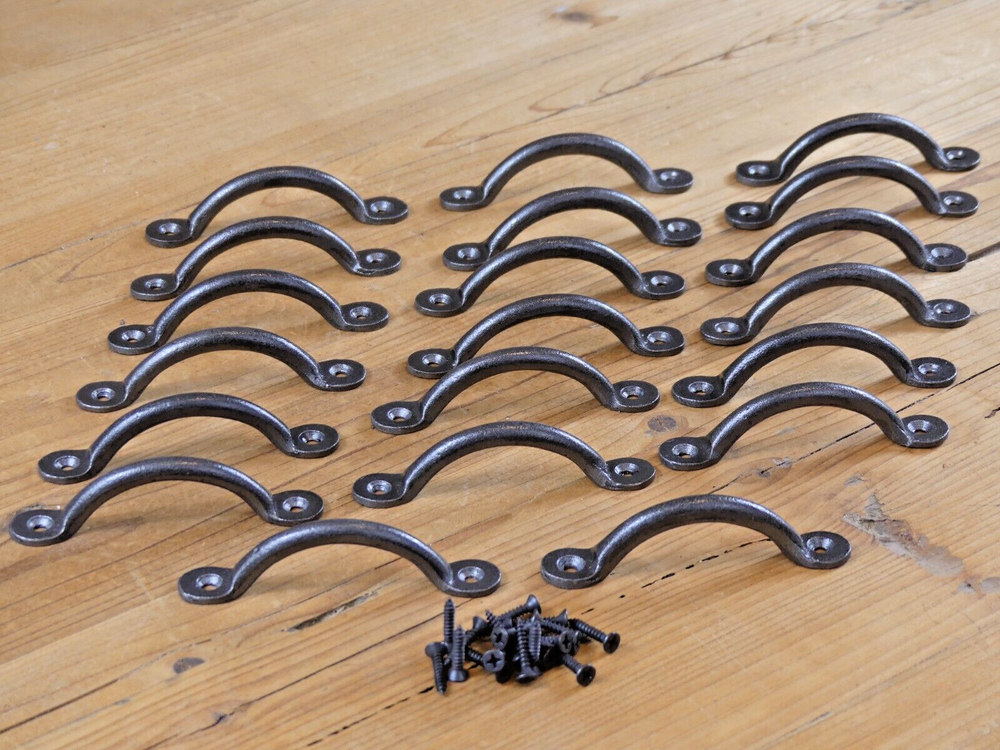 20 IRON DRAWER BIN PULLS 3 3/4" LONG CABINET HANDLES KITCHEN BATH WINDOW SMALL