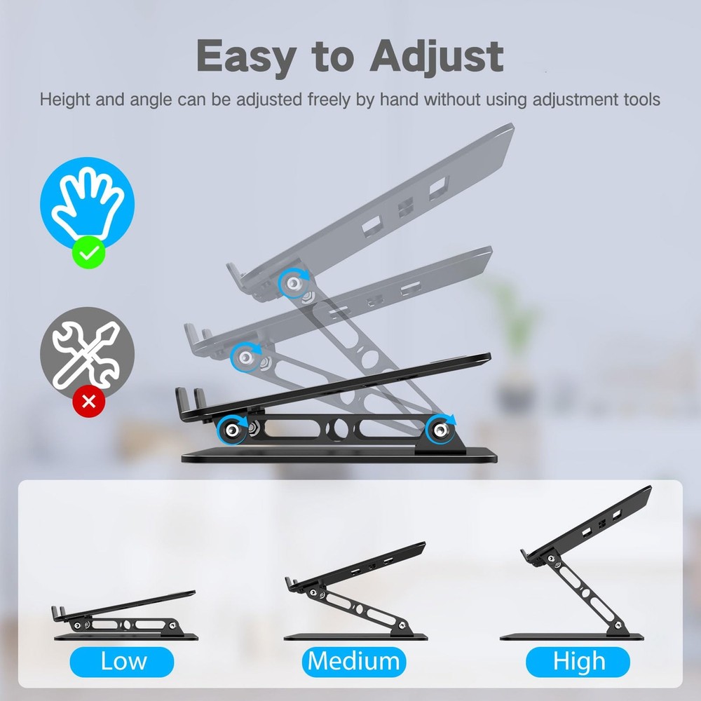 Adjustable Laptop Stand Portable Foldable Metal Computer Notebook Holder