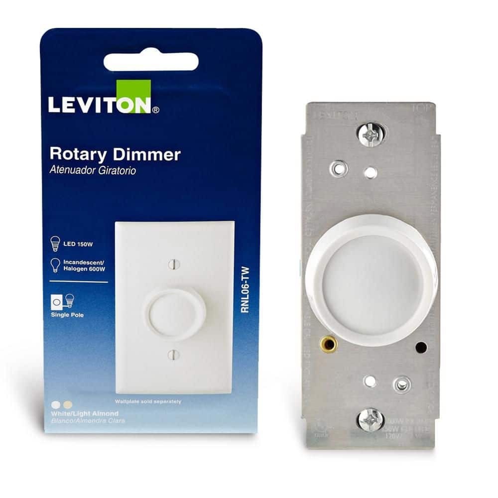 NEW Rotary Dimmer Switch for LED Halogen & Incandescent Bulbs White Easy Install