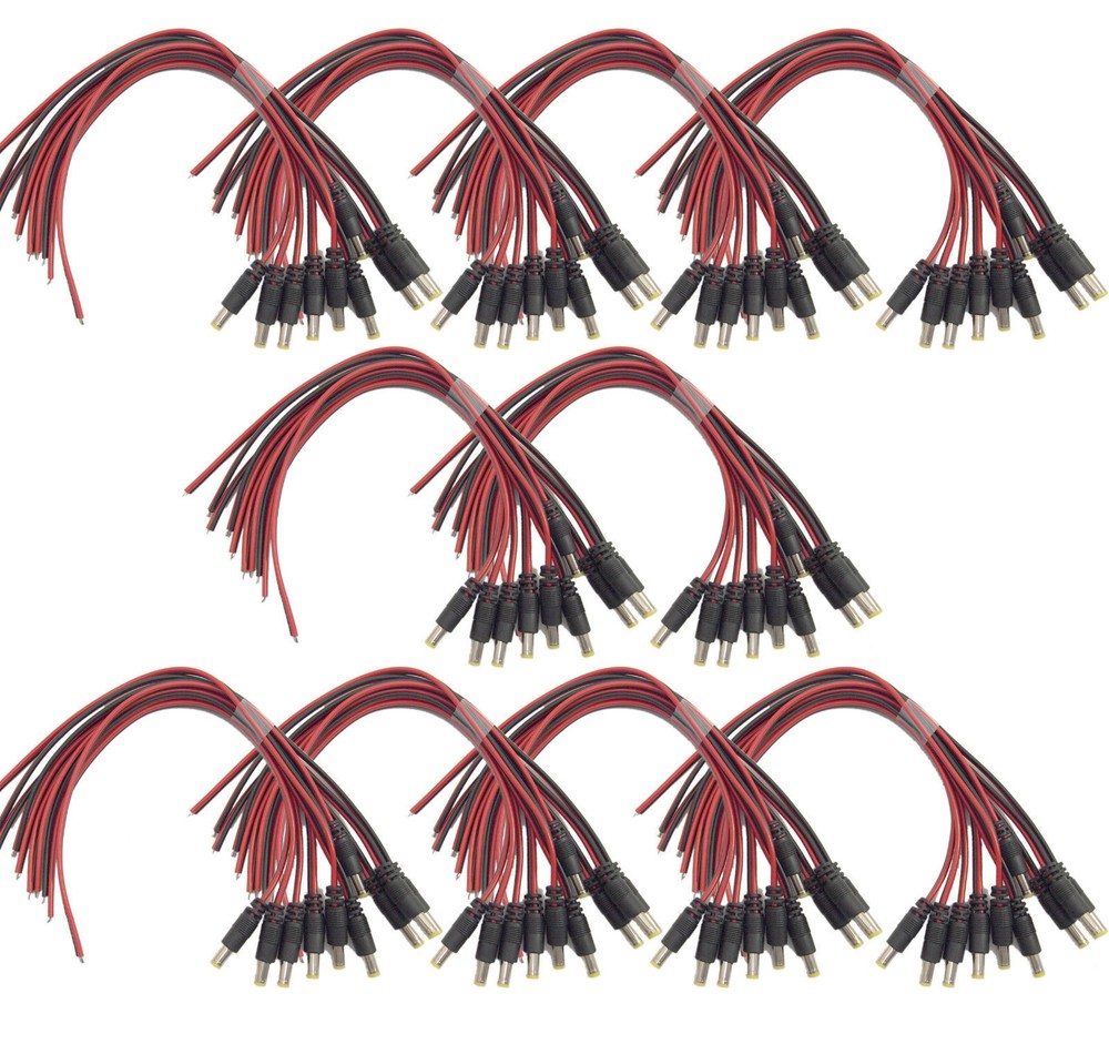 100 pcs DC Male end Power Jack Cable Pigtail for CCTV Security Camera system