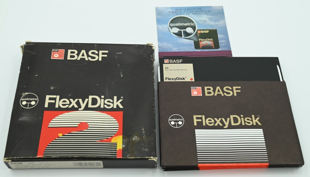Vintage Box of (10) BASD 2D 8" FlexyDisks Two Sided Double Density