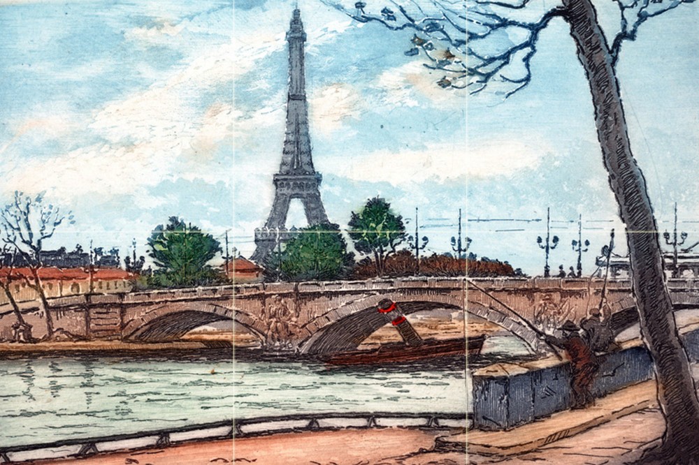 Paris Seine Eiffel Tower Tile Mural Kitchen Bathroom Backsplash Marble Ceramic