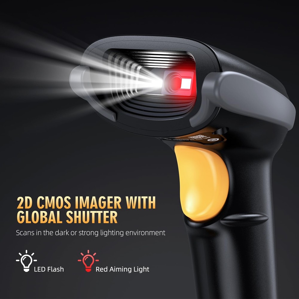 TEEMI 2D Barcode Scanner USB Wired Virtual COM Handheld Automatic QR BLACK