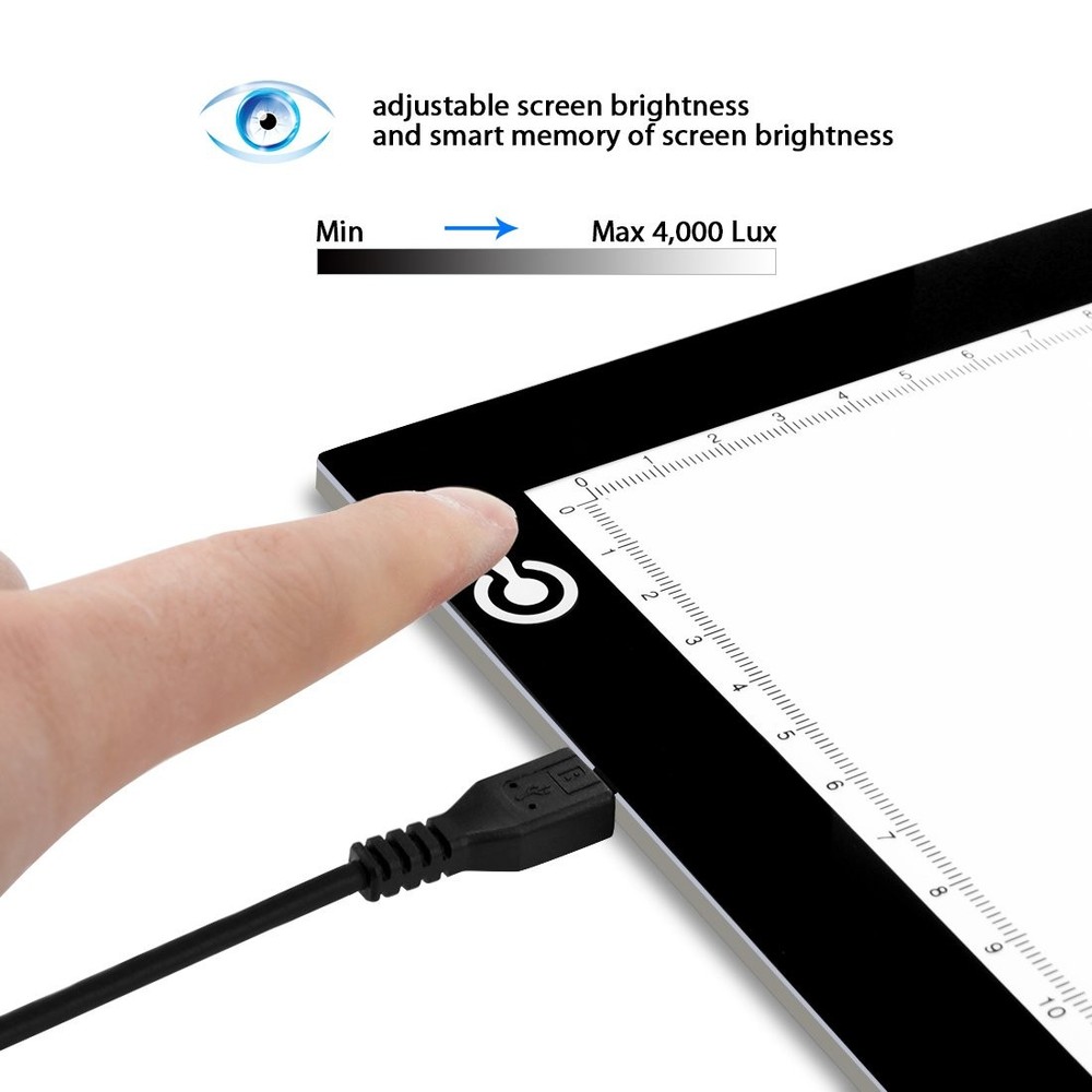 A4 LED Copy Board Light Tracing Box, Ultra-Thin Adjustable USB Power Artcraft...