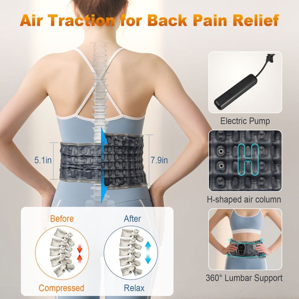 Red Light Heating & Massage Decompression Belt for Lower Back Pain Relief