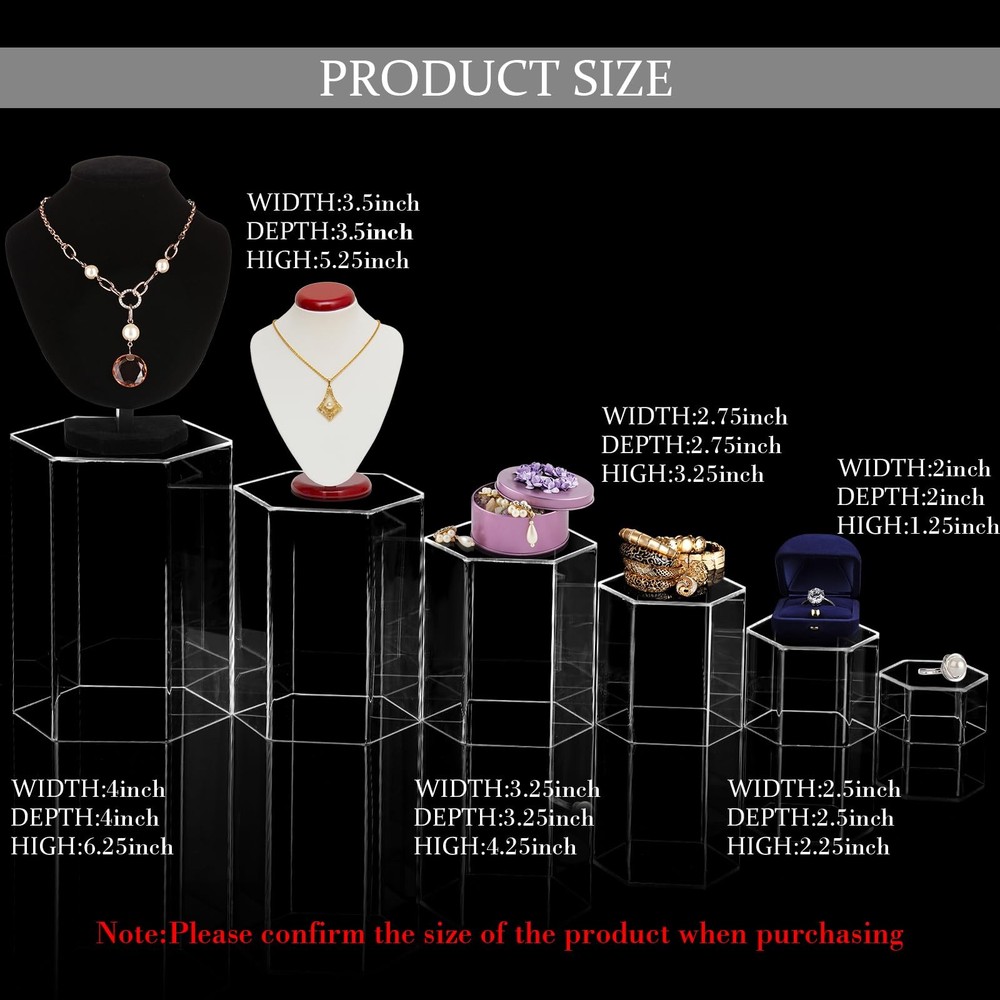 Hexagonal Jewelry Display Risers Hexagonal Market Display Risers Stands Acryl...