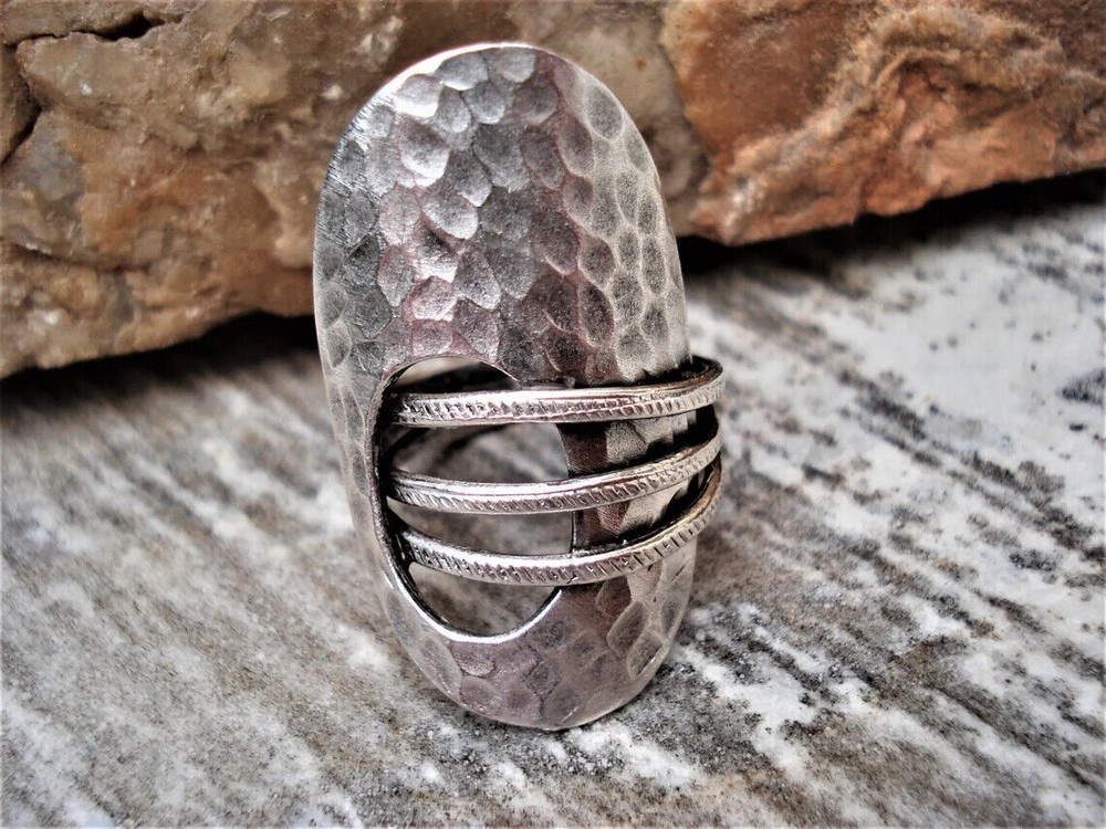 Long Armor Ring 925 Sterling Silver Boho Statement Ring Band Handmade All Size