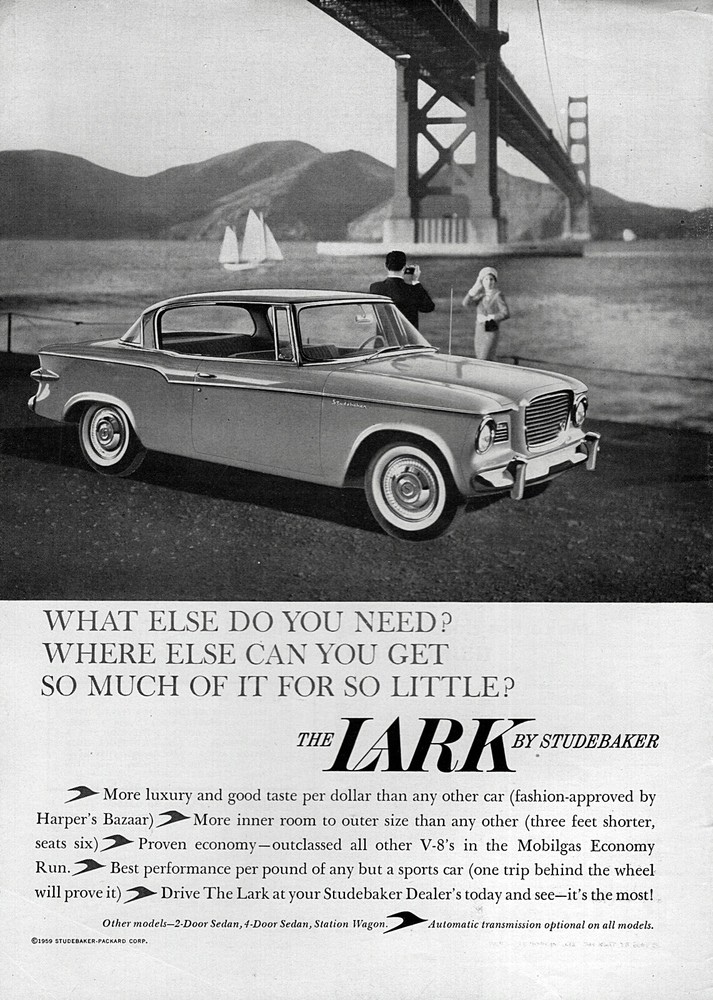 1959 Studebaker Lark Coupe Original Print Ad